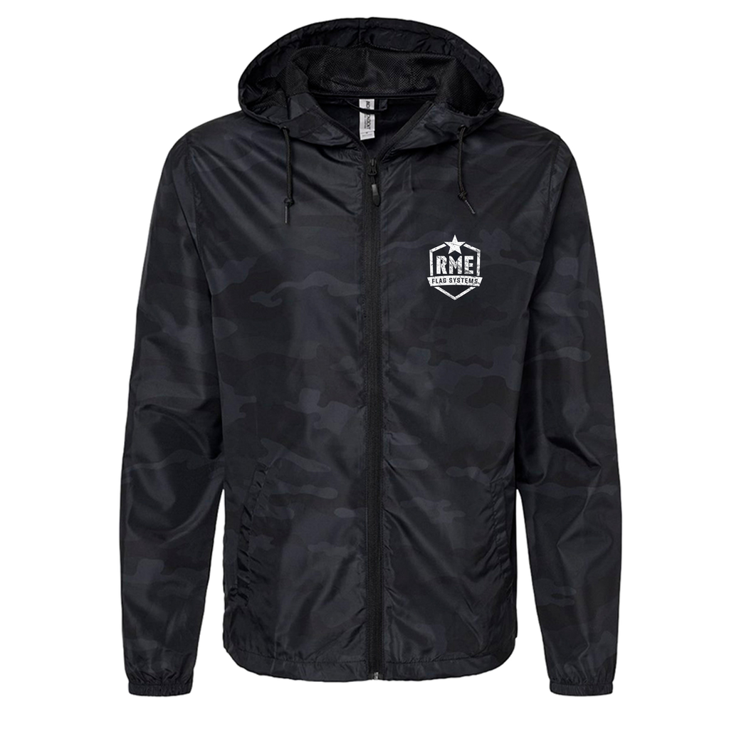 RME Water-Resistant Windbreak in Black Camo, front view
